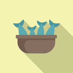 Floating market fish basket icon flat vector. Thai river. Seller food