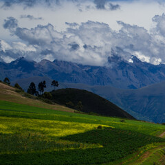 Landscape of agricultural farms of peasants who live in the high Andean zone of Peru.