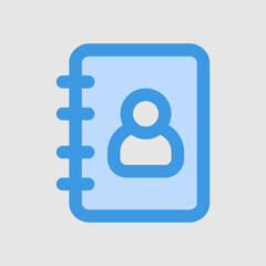 Phone book icon in blue style, use for website mobile app presentation