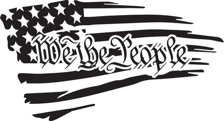 Distressed Waving Flag We The People Preamble Text
