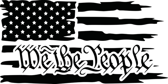 Distressed Flag We The People Preamble Text