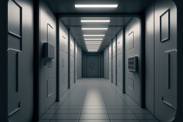 Empty Sci-Fi Room Corridor generative ai