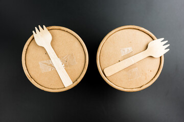 Brown food container, A new alternative container that can decompose naturally, Eco friendly products. Top view