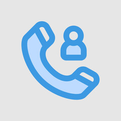 Contact person icon in blue style, use for website mobile app presentation