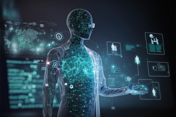 Healthcare and medical abstract layout showcasing the future of medical treatments generative ai design 