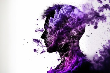 Obraz premium spiritual portrait of a person in silhouette double exposition isolated generative ai on white