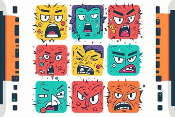abstract colored square comic Face generative ai