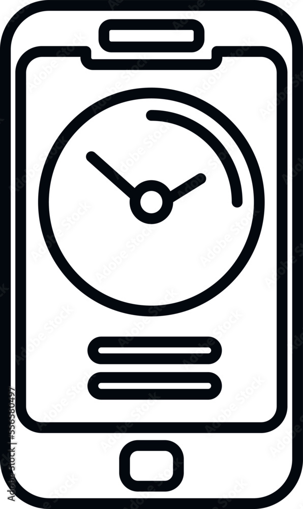 Poster smartphone clock icon outline vector. mobile using. app smart