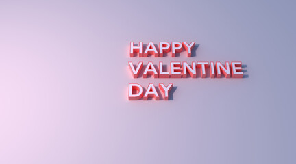happy valentine day text pink color on gray background 3d illustration rendering . holiday concept design