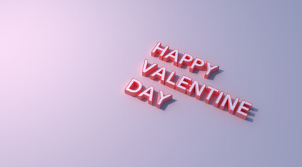 happy valentine day text pink color on gray background 3d illustration rendering . holiday concept design