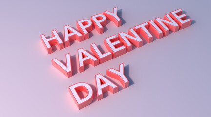 happy valentine day text pink color on gray background 3d illustration rendering . holiday concept design
