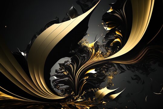 Abstraction In Black And Gold Costly Abstract Design For A Backdrop. Generative AI