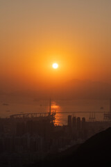 Sunset scene shot from Lion's Rock, Kowloon, Hong Kong.