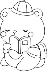 a vector of bears studying in black and white colouring