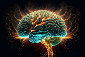 Obraz premium brain with psychic waves emanating from it (AI Generated)