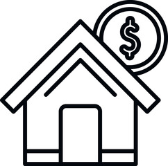Obraz premium Finance house icon outline vector. Rent money. Building invest