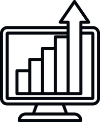 Monitor online graph icon outline vector. House rent. Loan sale