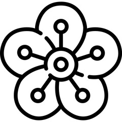 Fototapeta premium Plum blossom Outline icon.