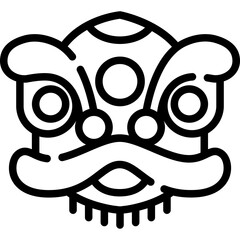 Chinese lion mask Outline icon.