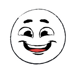Hand drawn laugh emoticon. Positive and optimistic, happy character. Graphic element for website, poster or banner. Art and creativity in minimalistic style. Cartoon flat vector illustration