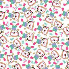 Seamless pattern texture with little bear swim in underwater. For fabric textile, nursery, baby clothes, background, textile, wrapping paper and other decoration.