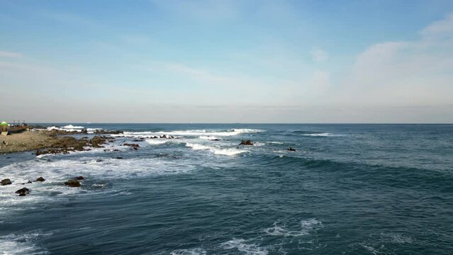 The blue sky, waves, reefs of Ganjeolgot, Ulsan, Korea