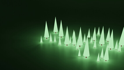 green christmas tree lights. Merry Christmas and happy new year concept. 3D render.