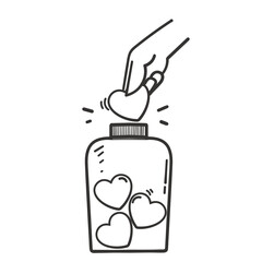 hand drawn doodle love heart donation illustration vector