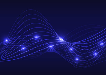 Digital technology abstact blue light line curve background