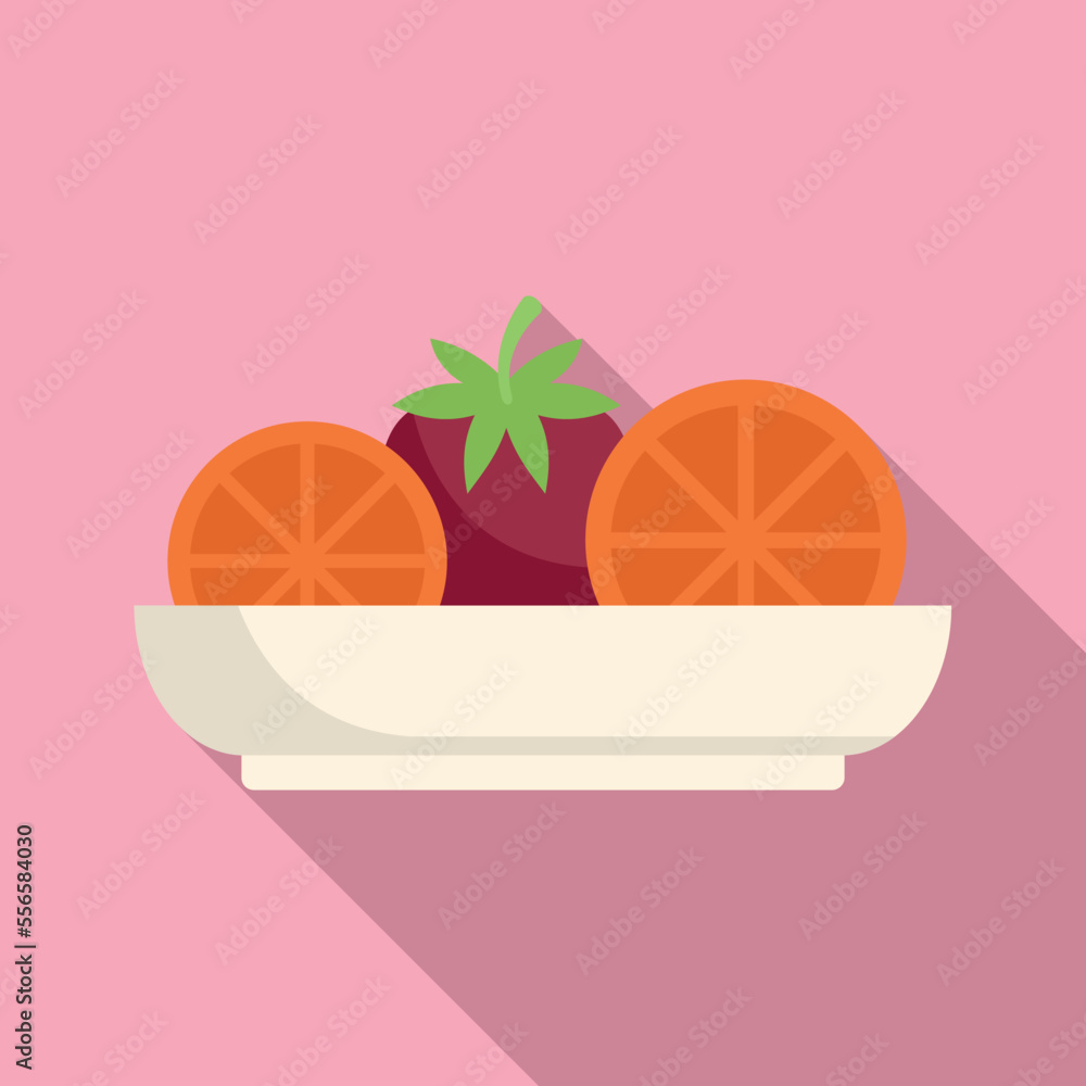 Sticker nutrition fruit salad icon flat vector. fresh food. mix menu