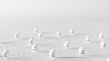 Human icon on white background.Social network concept. 3D Render