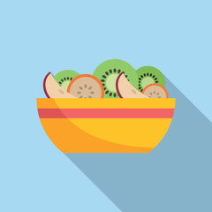 Kiwi fruit salad icon flat vector. Fresh food. Vegetable meal