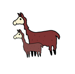 Drawing cute llama isolate vector 