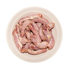Fresh chicken necks top view.Raw chicken necks.Background of chicken necks.Raw fresh chicken neck meat.