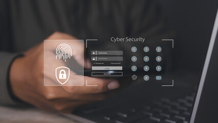 Cyber security scanner futuristic digital processing of biometric identification