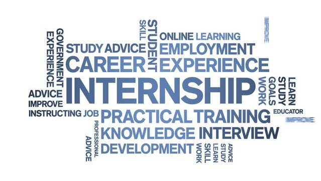 internship animated tag word cloud;text design animation kinetic typography seamless loop.