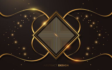 Abstract luxury gold square overlapping background
