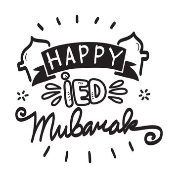 Happy Ied Mubarak Hand Letter Typography Greeting