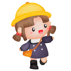 A vector of school girl in watercolour