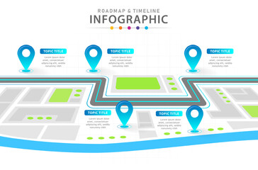 Infographic 6 Steps Modern Timeline diagram with city roadmap concept, presentation vector infographic.