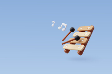 3d Vector Xylophone, Music and Instrument concept.