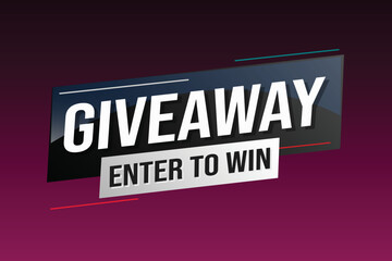 Obraz premium giveaway enter and win word vector illustration blue 3d style for social media landing page, template, ui, web, mobile app, poster, banner, flyer, background, gift card, coupon, label, wallpaper 