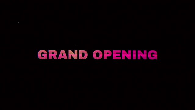 Grand Launching motion text with colorful glitch effect. 4k 60fps footage for the grand launching event