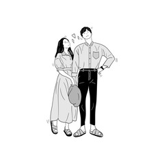 illustration of boyfriend couple in love, valentine day