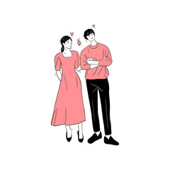 illustration of boyfriend couple in love, valentine day