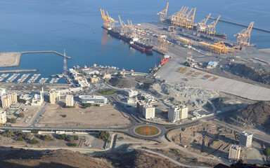 view of the port of Khor fakkan City in UAE