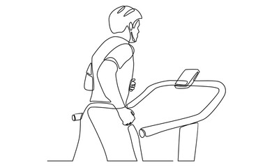 continuous line of man training speed run with treadmill