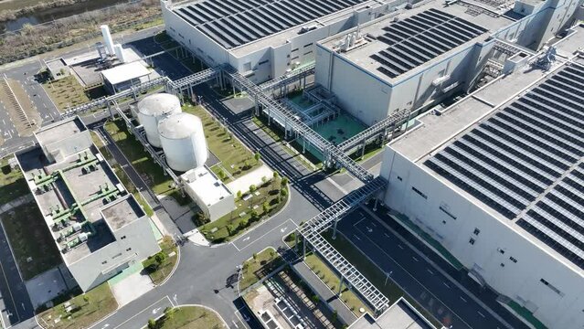 solar panels on factory rooftop