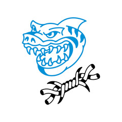 vector illustration of a scary shark head