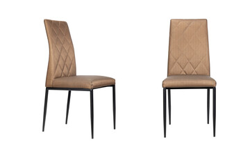 Group of brown fabric chair isolated on white background with clipping path.